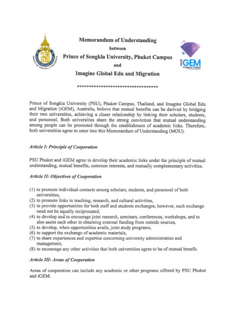 MOU PSU Phuket - iGEM 2025